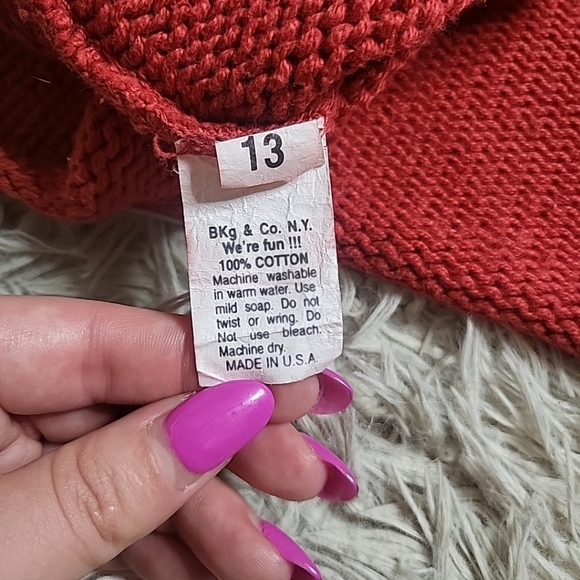 Vintage 90s Y2K Bkg & Company New York Full Zip Up Sweater Red Knit Slouchy - Picture 4 of 9